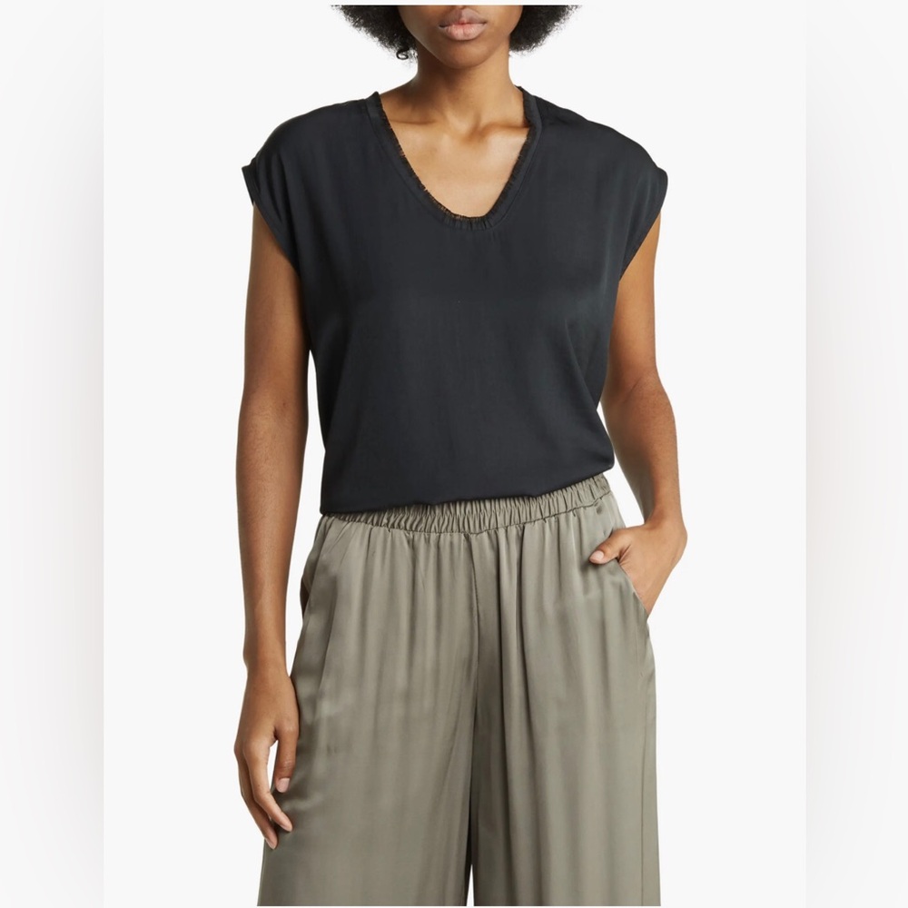 NWT Industry Republic Clothing Raw Edge Black T-Shirt Blouse